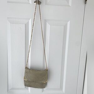 Vintage 1970s Off White Disco Chain Mail Mesh Shoulder Bag Purse